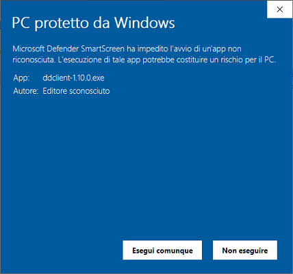 Microsoft Defender SmartScreen - Esegui comunque