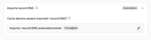 Opzioni di importazione dei record DNS su Cloudflare