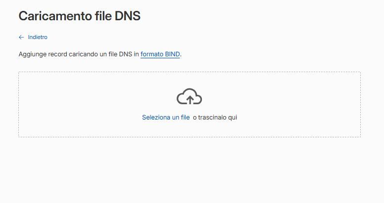 Caricamento del file di zona DNS su Cloudflare
